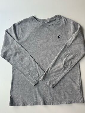 Polo Long-Sleeve Crewneck Shirt - Grey Big Kid M(10-12)